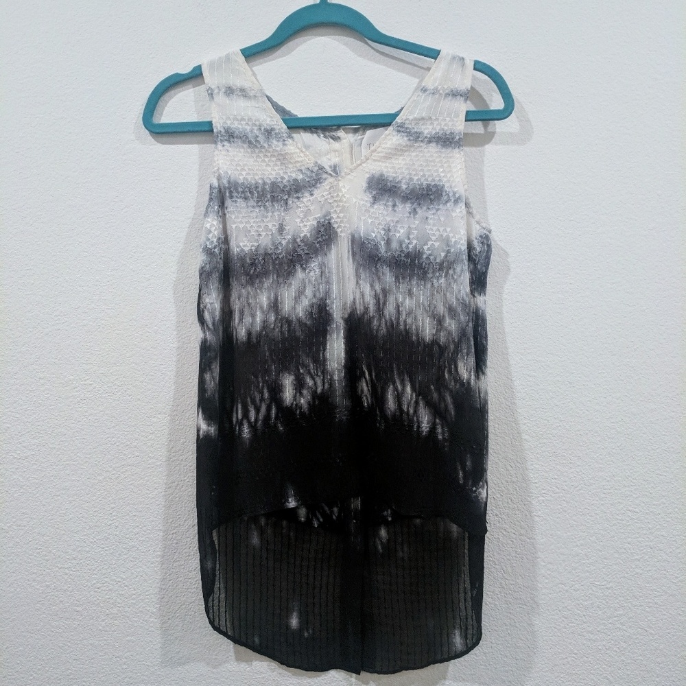 TRYB tie-dye hi-lo silk 100% boho top sz S